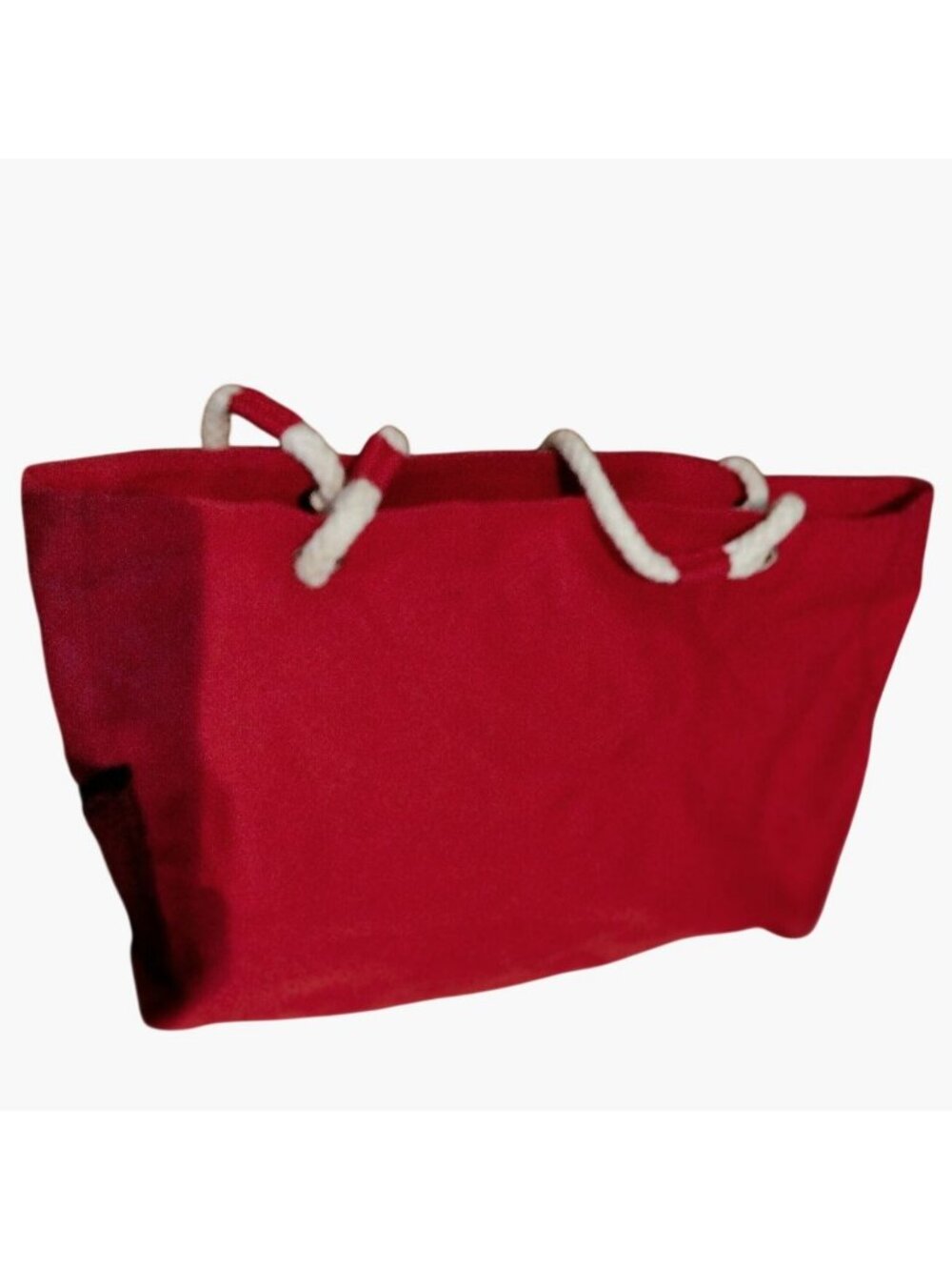 Red Canvas Drawstring Tote Bag Beachy Coastal - Picture 4 of 9